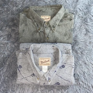 2 VTG Woolrich Men’s XXL Flannel Chamois All Over Bear & Fishing Rod Prints - Picture 1 of 15