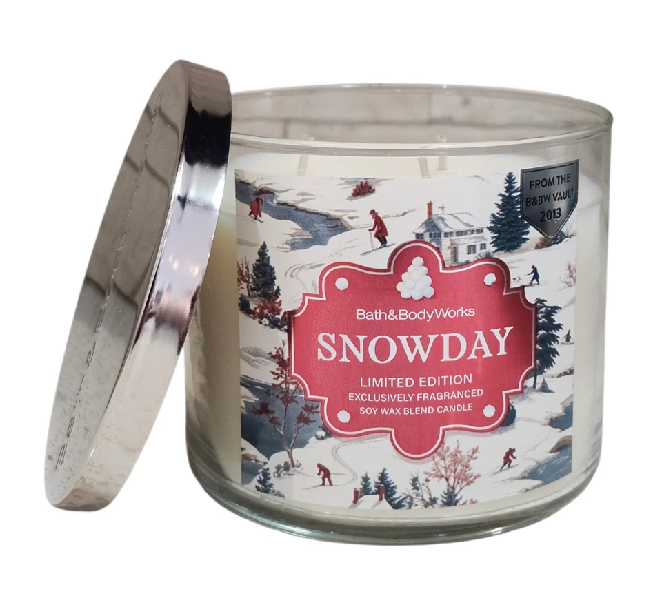 NUEVO Bath And Body Works SNOWDAY Edición Limitada 3 Mechas Vela Grande 14.5 OZ Foto 1 de 1