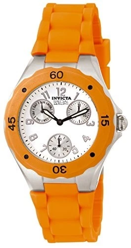 Reloj Invicta Angel Fecha Día Esfera Blanca Naranja Silicona Damas 18792 Foto 1 de 1