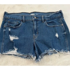 Pantalones cortos Old Navy Boyfriend para mujer talla 8 azul desgastado tiro medio dobladillo deshilachado - Imagen 1 de 7
