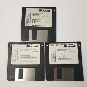 Vintage 1995 Microsoft Windows 95 CD-ROM Setup Series Boot & Floppy Disk 3.5" - Picture 1 of 2