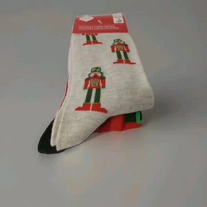Mens Holiday Crew Socks Nutcracker Size 6 - 12 Red Green 2 Pair - Picture 1 of 6