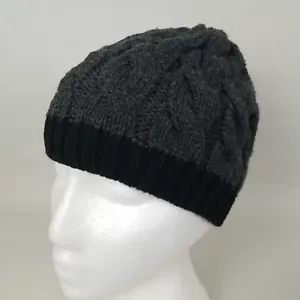 Calvin klein cable knit wool blend beanie hat Gray/ Black OSFM - Picture 1 of 8