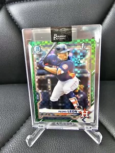 2021 Bowman Chrome X 1st Pedro Leon Green Refractor /31 RC SSP Houston Astros ๐ - Picture 1 of 10