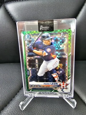 2021 Bowman Chrome X 1st Pedro Leon Green Refractor /31 RC SSP Houston Astros 📈 - Image 1 of 4