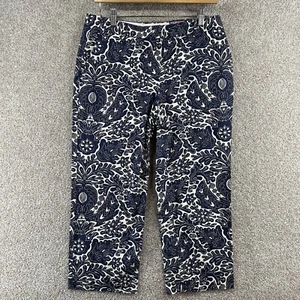 NWT Lands' End Women's Dress Pants Size 8 Petite Blue White Floral Mid Rise - Picture 1 of 12