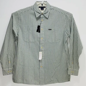 New Tommy Hilfiger Mens Plaid Check Logo Button-Front Dress Shirt L Bluish Gray - Picture 1 of 5