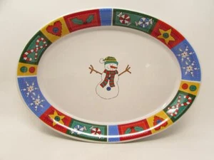 Country Christmas by Signature Oval Serving Platter Snowman Holiday Theme T6 - Picture 1 of 2