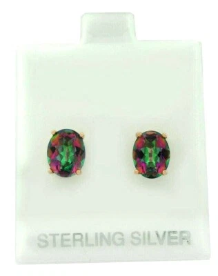 PENDIENTES STUD TOPACIO MÍSTICO 5,78 Cts PLATA ESTERLINA .925 (rosa) - Nuevos Con Etiqueta Foto 1 de 3