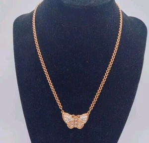 Vintage Swarovski Crystal Butterfly Gold Tone Necklace Swan Marking 15" - Picture 1 of 16