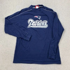 NFL Patriots Long Sleeve Shirt Mens Size Large Navy Blue Football Cotton Casual - Picture 1 of 7