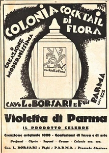 WERBUNG 1929 KOLONIE COCKTAIL DER VIOLETTEN FLORA BORSARI PARMA E. CARBONI  - Bild 1 von 1