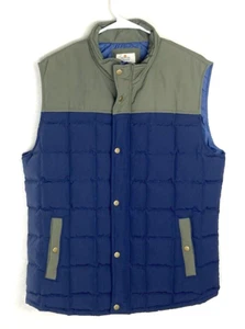 Chaleco acolchado Marine Layer para hombre medio azul oliva verde cremallera completa - Imagen 1 de 6