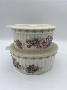 Galería Magal Tapa de Tazón de Rosa Italia Almacenamiento de Flores Blancas Conjunto Italiano/2 - Imagen 1 de 9