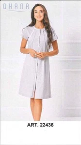 CAMICIA DA NOTTE DONNA MEZZA MANICA APERTA PIZZO PURO COTONE OHANA ART. 22436 - Imagen 1 de 4