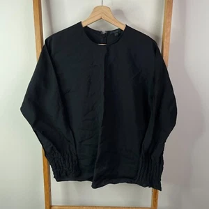 COS Blouse Top Womens 36 Black Long Sleeve Crew Neck Casual Minimalist Office - Picture 1 of 11