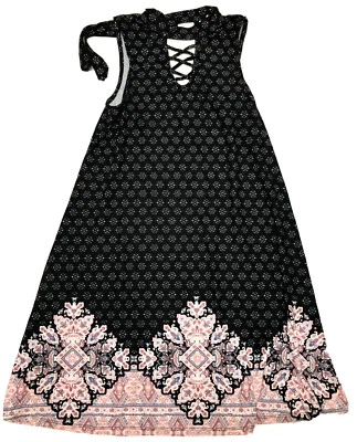 Pink Black Halter Top Sun Dress Size S Small 3-5 Keyhole Fairy Goth B2 - Image 1 of 4