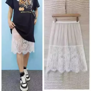 Enagua de malla encaje dama falda falda empalme transparente retro informal niña moda - Imagen 1 de 13