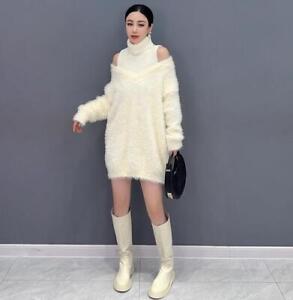 Womens New Fashion Winter Turtle Neck Halter Long Sleeve Loose Kniting Sweaters