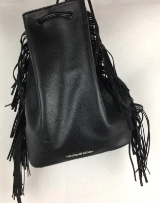 Victoria's Secret Fashion Show Black Leather-Like Fringe Backpack Backstage Bag - Image 1 of 4