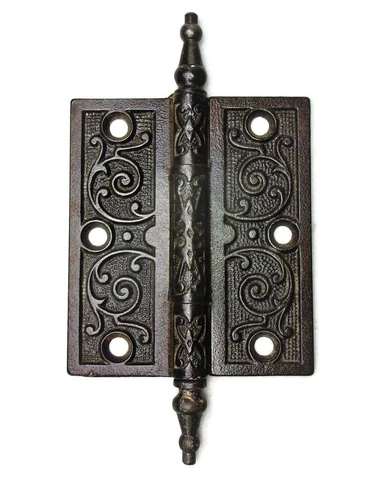 One Antique Ornate Eastlake Victorian Steeple Tip Door Hinge 4" x 3.5" Cover