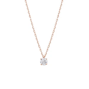 Collar colgante solitario de diamantes cultivados en laboratorio de 0,40 quilates de oro rosa de 10 k con cadena - Imagen 1 de 4