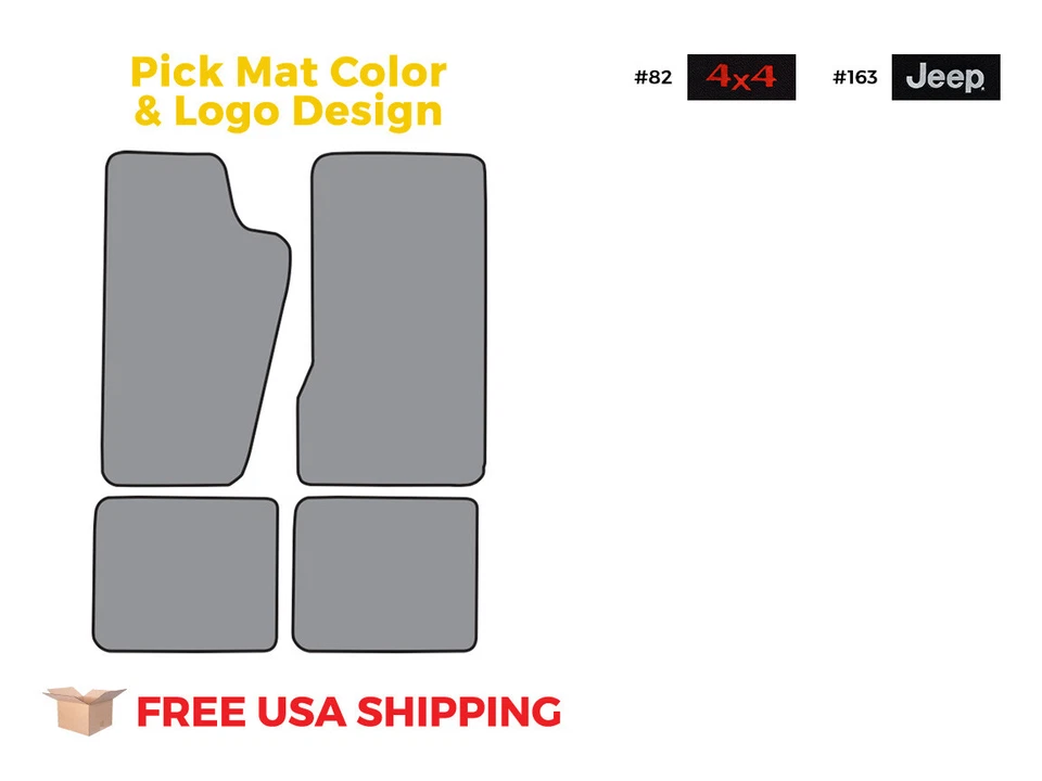 FITS 1984-1996 Jeep Cherokee Floor Mat 4pc Cutpile Foto 1 de 4