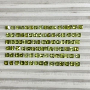 Natural Square Peridot Gemstone Loose Handcrafted Cabochon 4-4.5 mm - Picture 1 of 5