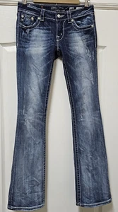 Miss Me Jeans Womens 27x33 Blue Rhinestone Butterfly Embroidered Pocket JW536783 - Picture 1 of 24