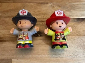 Fisher Price Little People Firefighter Figures Girl & Boy Helping Others Used - Picture 1 of 4