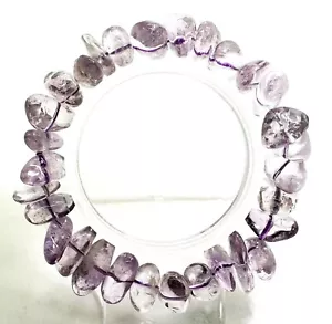 Bracciale Perline Fatto a Mano 7" Chips Pietre Preziose Ametista Viola Naturale PGB242 - Foto 1 di 4