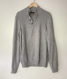 Brooks Brothers 346 Cotton Button Collar Neck Sweater Men's XL Gray - Picture 1 of 4