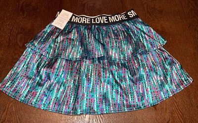 女孩 Garanimals 尺寸 7 aqua 丝滑多色 2 层百褶半身裙短裙 — 第 1/4 张图片