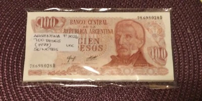 50 PCS ARGENTINA 100 PESOS 1977 UNC - Image 1 of 2