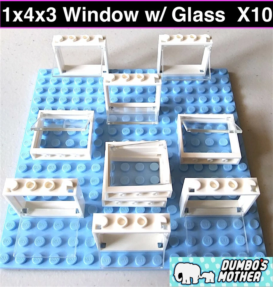 Lego White Window 1x4x3 Window with Glass Wall House Building NEW X10 - Image 1 of 1