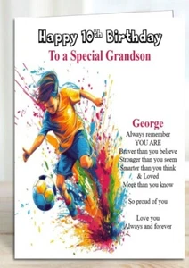 Personalised Birthday Card Football son grandson brother Nephew Friend cousin. - Picture 1 of 2