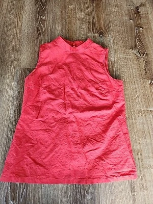 Blusa sin mangas de lino roja con botones en la espalda Banana Republic XS Foto 1 de 4