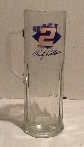 Vintage Miller Lite Beer Rusty Wallace #2 Racing Tall Glass Mug USED Barware Cover