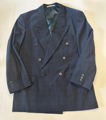 Chaqueta Traje Yves Saint Laurent YSL Hecha en Francia Vintage Lana Pura 40R Azul  Foto 1 de 4