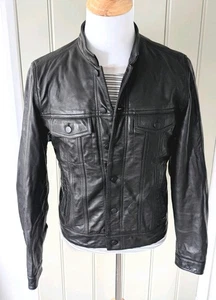 The Kooples Black Cowhide Leather Biker Jacket, Tagged XL Fits M, Parisian Slim - Picture 1 of 13