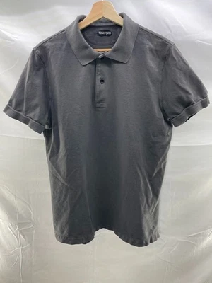 Polo mediano TOM FORD gris carbón algodón manga corta dos botones Foto 1 de 4