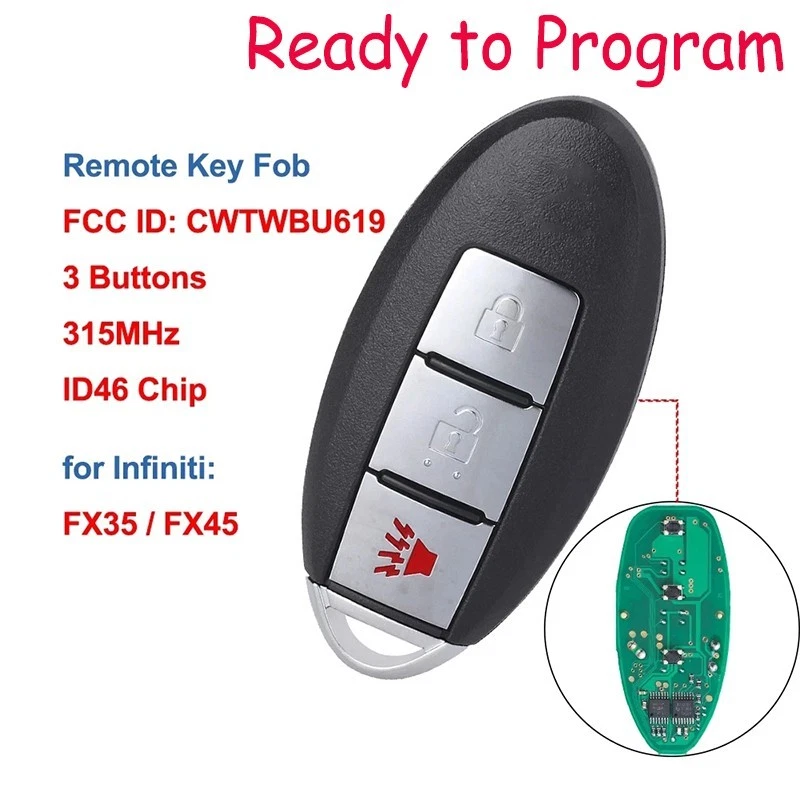 for Infiniti FX35 FX45 2005 2006 2007 2008 315MHz Smart Remote Key Fob CWTWBU619 - Image 1 of 1