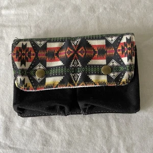 Pendleton Aztec Southwestern Native Canvas Bi-Fold Wallet Snap Button Vintage - Picture 1 of 7
