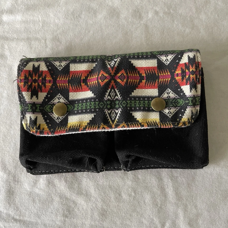 Pendleton Aztec Southwestern Native Canvas Bi-Fold Wallet Snap Button Vintage - Image 1 of 4