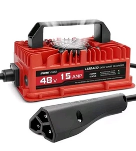 Cargador de batería de carro de golf 15 AMP 48V EZGO RXV TXT 3 PINES enchufe triangular - Imagen 1 de 1
