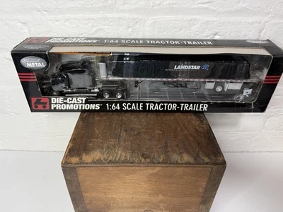 DCP 1:64 Black Freightliner Century Landstar Wilson Flatbed Trailer Covered Load - Image 1 of 4