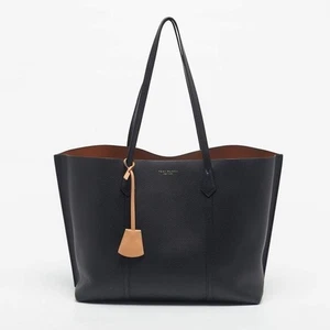 Tory Burch Perry-Tasche schwarz genarbtes Leder groß drei Fächer hellbraun - Bild 1 von 12