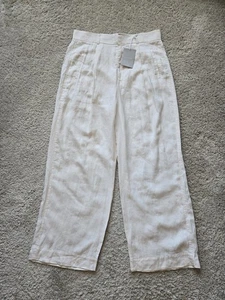 Everlane The Linen Way Pantalón Cortina Alta Mujer 14 Crema Pierna Ancha Ligero - Imagen 1 de 12