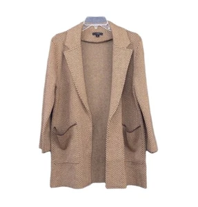 J Crew Sophie Cardigan Tan Brown Herringbone Wool Blend Open Sweater Blazer S - Picture 1 of 11