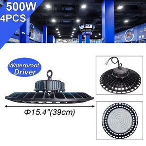4Pack 500W UFO LED High Bay Light Warehouse Factory Gym Shop Commercial Lighting - Picture 1 of 13